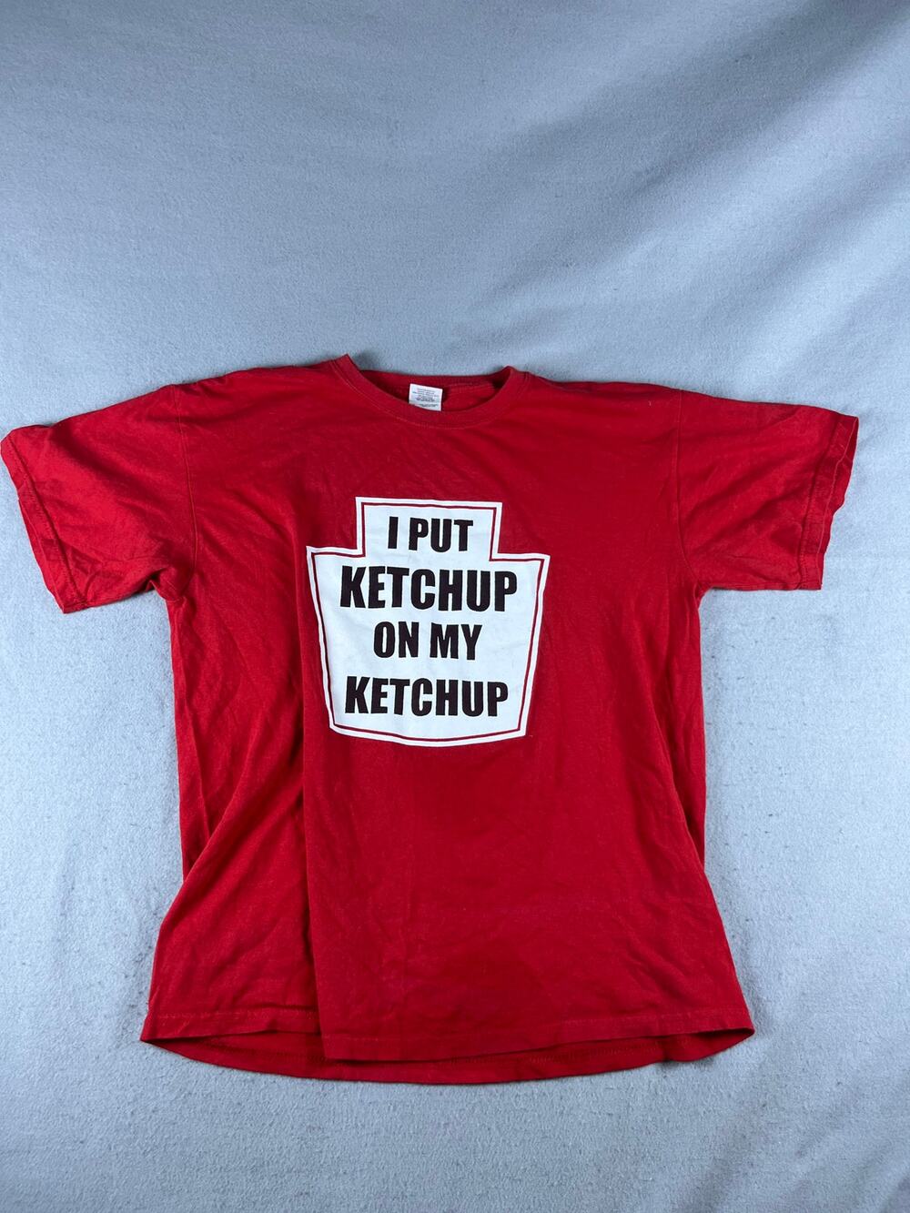 I Put Ketchup On My Ketchup T-Shirt Mens L Red Funny Novelty Graphics Print Tee